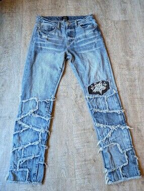 DARK FUNERAL Custom Women's Jeans 30x29 Black Metal Denim Vintage Style 90's